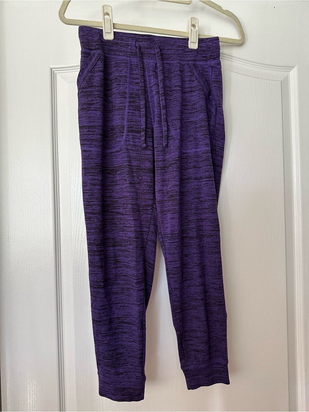 Purple Marled Knit Drawstring Jogger Pants